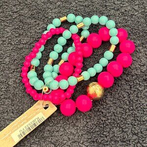 Hot Pink and Turquoise Bracelet Stack